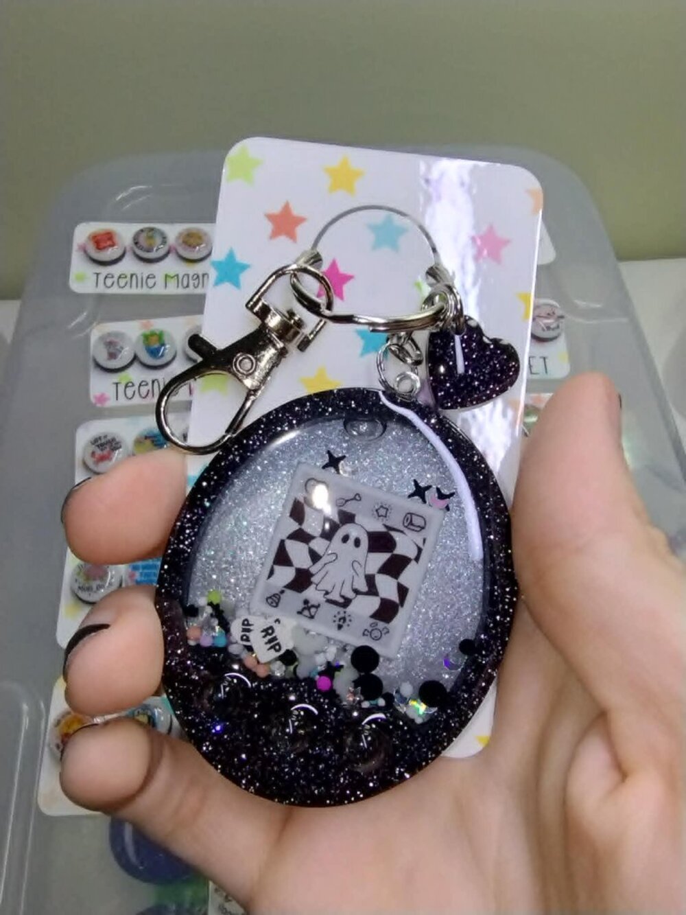 Creaturegotchi Handmade Liquid Resin Shaker Keychain- Creepy Critter Edition